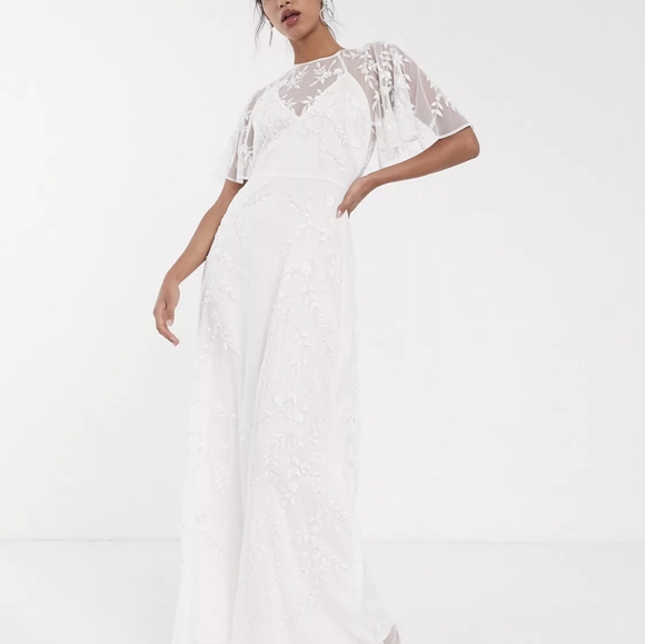 ASOS Edition Bridal Dress NWT White Embroidered, Beaded US size 8 - Picture 8 of 12